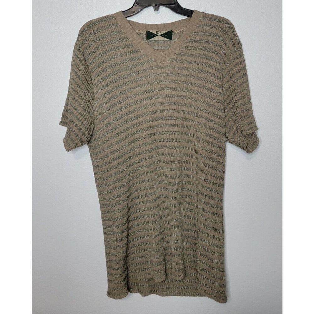 525 Menswear Stretch Ribbed Heavy V-Neck Short Sleeve Sweater Sz XL Made America